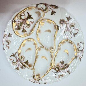 Antique Limoges Oyster Plate for Tilden Thurber Co Providence Hand-Gilded A657